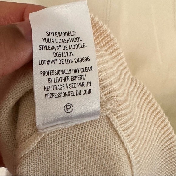 Theory Yulia L Lambskin Wool Sweater in Cream Size XS/P - Picture 7 of 8